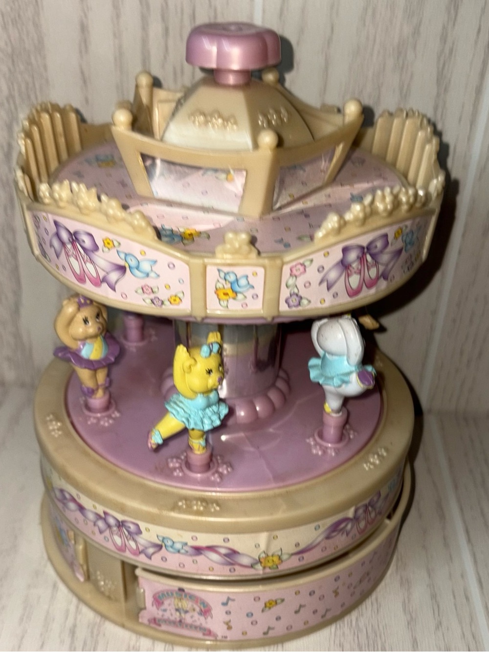 Vintage Moose Mountain Ballet Teddy Bear Carousel Jewelry Box Rare 90’s